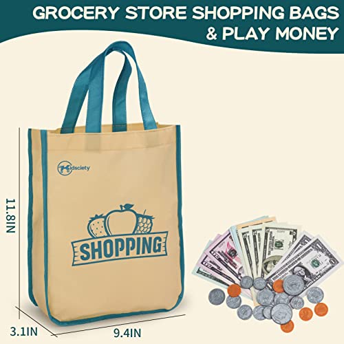 Kidsciety Pretend Play Food, 97pc Play Kitchen Accessories, Toy Food for Kids Kitchen, Fake Food for Toddlers, Cutting Food Toys Fruits Veggies, Pizza, Grocery Store Kitchen Toys, Learning & Education