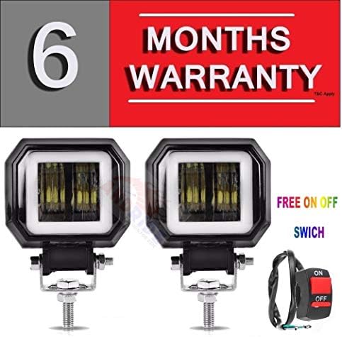 Andride ADS3R 3Inch 12V 24V 6500K 40W Waterproof Square LED Angel Eyes Light Bar Offroad Car Boat led Work Light Set of 2
