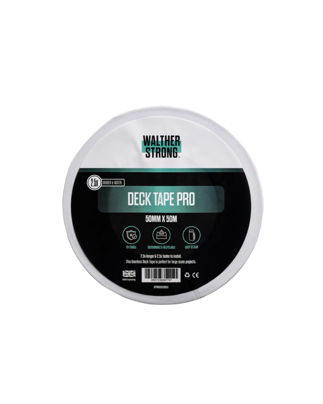 Walther Strong Deck Tape Pro - 50mm x 50m Superior Non-Butyl Joist Flashing for Wood Decks, Beams, Roof and Outdoor Construction - Weather-Resistant & Waterproof