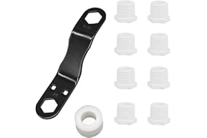 RVPNR RV Water Heater Drain Plug Kit, Include Angled Wrench, 8 Pieces 1/2" NPT Replacement Plugs and 1 Roll PTFE Tape