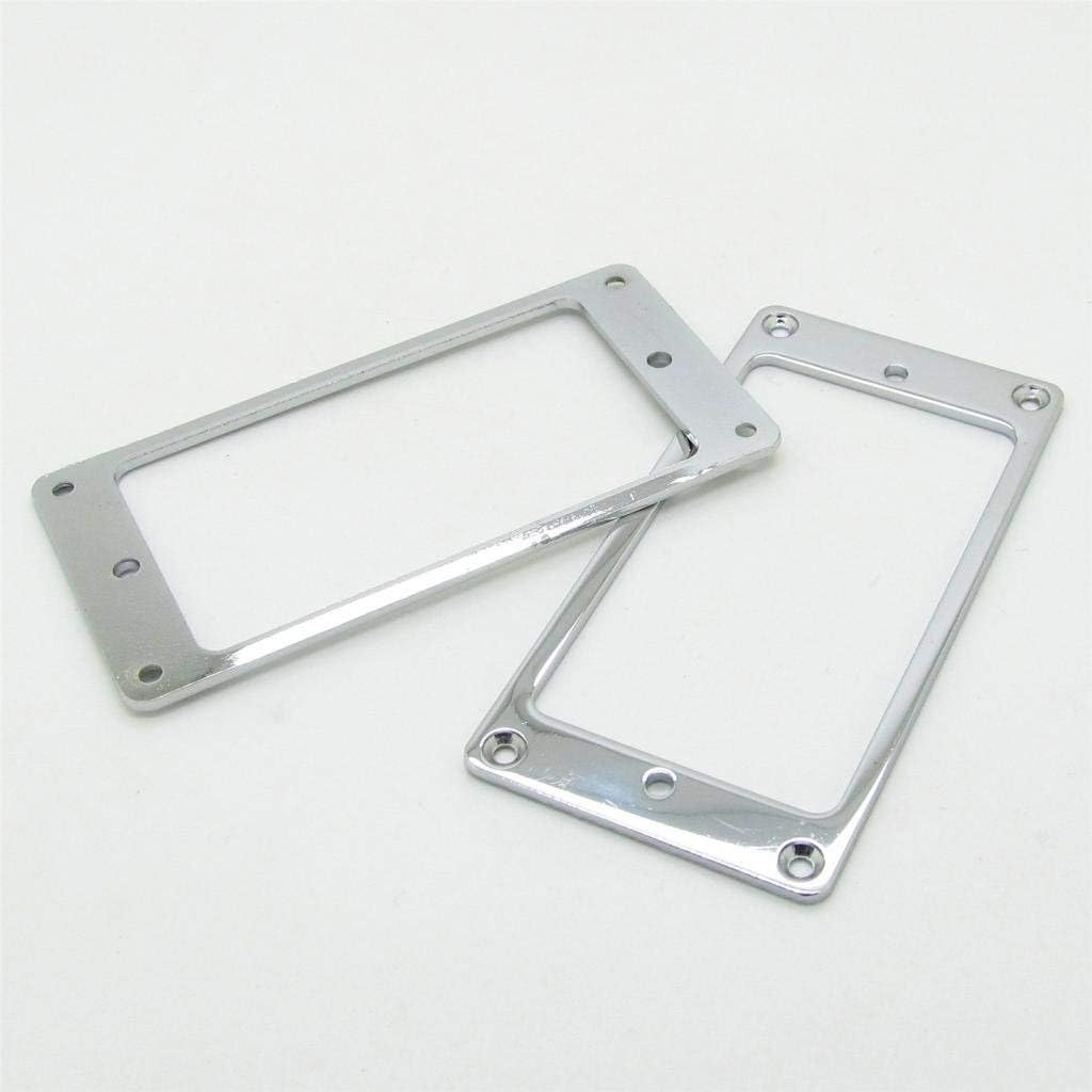 Pxyelec Chrome Metal Flat Electric Guitar Humbucker Pickup Ring, Thicknes 2mm Frame Mounting Ring Pack of 2 - Image 3