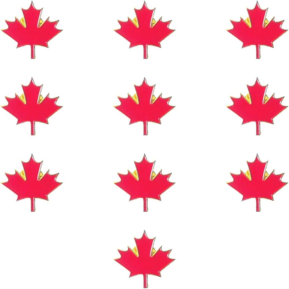 Toyvian Canada Maple Leaf Brooch Maple Leaf Badge Canadian Brooch Women Breast Pin Metal Badge Party Favors 10 Pcs - Image 4