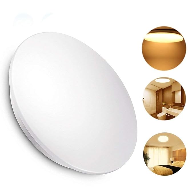 KWODE 18W LED Deckenleuchte, Warmweiss 3000K Deckenlampe Deckenbeleuchtung, IP44 Rund Badezimmerleuchte Badezimmerlampe Badla