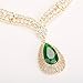 Moochi 18K Gold Plated Green Beads Crystal Chain Necklace Earrings Ring Bracelet Jewelry Set