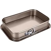 Meleg Otthon Springform Cheesecake Pan - Leakproof, Nonstick, Rectangle, Removable Bottom, Gold (15.7" x 11" x 2.6")