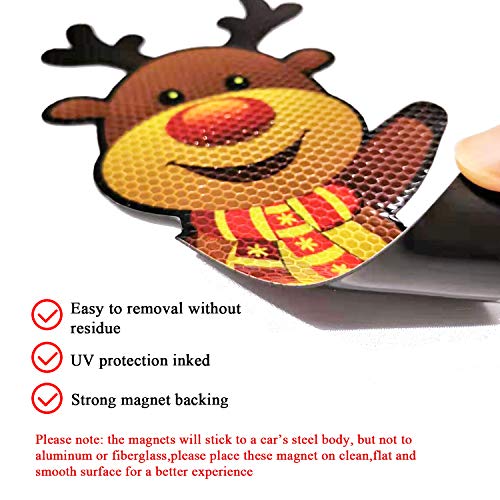 Bright Reflective Merry Christmas car Magnet Decorations Set,Jumbo Waving Reindeer Car Magnet Reflective Decal for Car Fridge Garage Mailbox Vehicle Truck Xmas Holiday Décor(Waving Reindeer), 5pack - Thumbnail 4