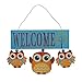 Primitive Country Wood Blue Welcome Owl Sign/Wall Art