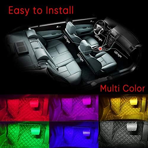 ラッピング無料 のakozon Usb シガーソケット 車 Ledテープライト Usb シガーソケット 10w ベビー マタニティ 4本48led多色12v 車 バイク 防水 高輝度 多種フラッシモード 8色切替 フットライト 足下照明 音に反応 多種フラッシュモードリ B07v6cmwgz 新作製品 世界