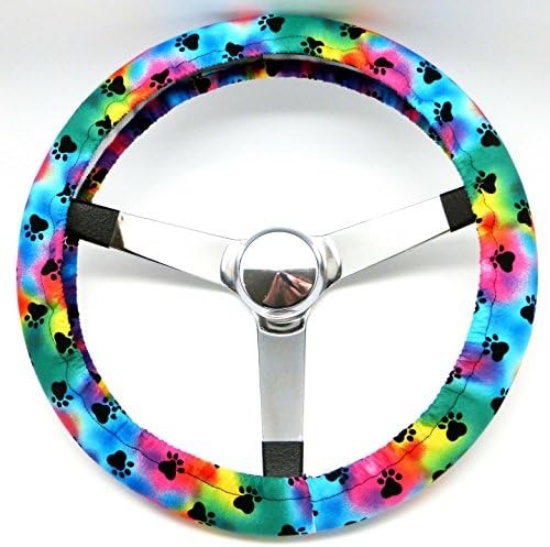 Mana Trading Handmade Steering Wheel Cover Rainbow Puppy Paws