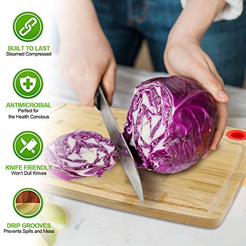 Bamboo Cutting Board, Elegant Life Cutting Board with Juice Groove (2-Piece Set) - Best Kitchen Chopping Board for Meat (Butcher Block) Cheese and Vegetable