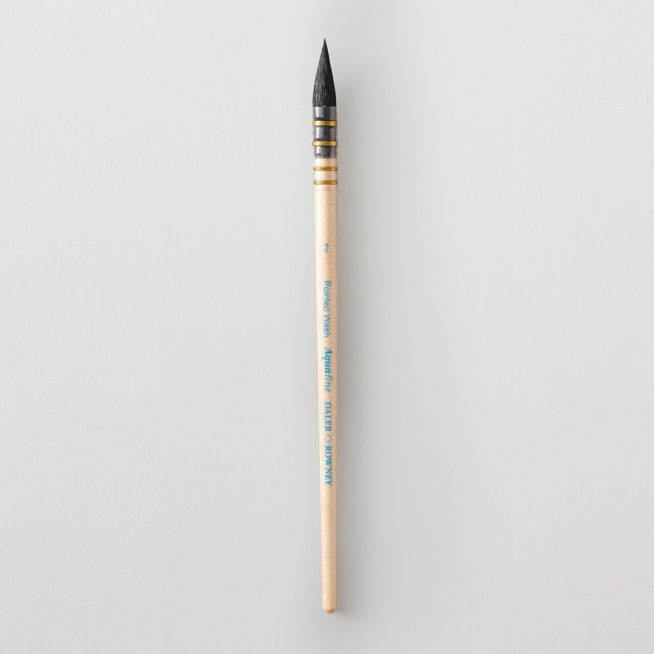Daler-Rowney Aquafine Watercolour Brush, Natural Goat Hair, Short Handle, Pointed Wash, 2
