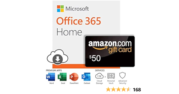 Amazon Com Microsoft Office 365 Home 12 Month Subscription With Auto Renewal 50 Amazon Com Gift Card Gift Cards