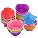 LKE 24pcs/set Nonstick Cupcake Molds, Reusable and Heat Resisant Baking Cups, Kid's Party Baking Supplies Round / Heart / Rose / Star Shape Silicone Cake Muffin Liners