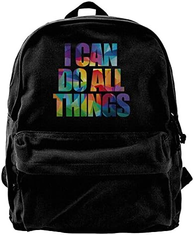 I Can Do All Things Canvas Backpack School Rucksack Travel Backpack Laptop Backpack Black