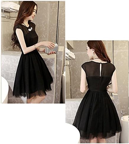 Orlando Johanson New Women's Summer Sexy Sleeveless Korean Style Ball Gown Chiffon Dress BlackMedium Comfortable