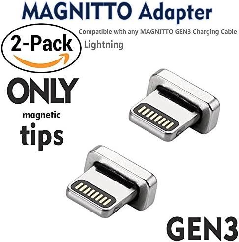 MAGNITTO Gen3 Magnetic Apple Tips (The little end that goes into iphone &amp; iPad, it can NOT be used for charging separately.) for i-Product (Twin-Pack Plugs for Apple Products)