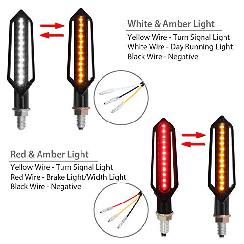 Justech 4pcs Flowing Motorbike Turn Signal Lights Flashing Turning Indicators Rear Brake Lights Daytime Running Lights for 12V Universal Motorcycle - Thumbnail 3