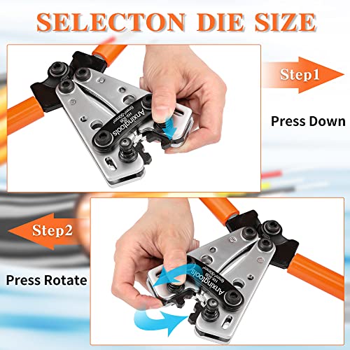 Anxingtools Battery Cable Crimping Tool for 6/10/16/25/35/50mm² Battery Ring Terminals,Copper Cable Lugs,Heavy Duty Crimping Crimp for Cable Lugs (HX50B)