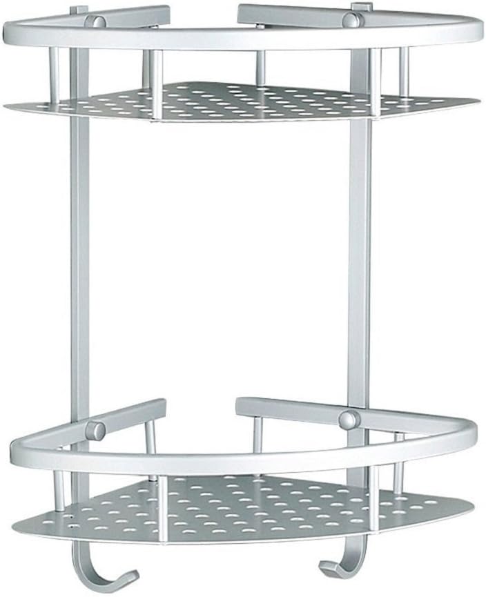 LIVILAN Wall Mounted 2 Tier Bathroom Corner Shelves,Light Weight Corner Shampoo Holder Racks Shower Caddy with 2 Hooks