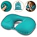 Gohitop Travel Pillows for Airplanes Best Adjustable Inflatable Flying Multi Traveling Foldable Compact Self Inflating Neck Chin Support Pillow Train Car Rest Portable Special Green
