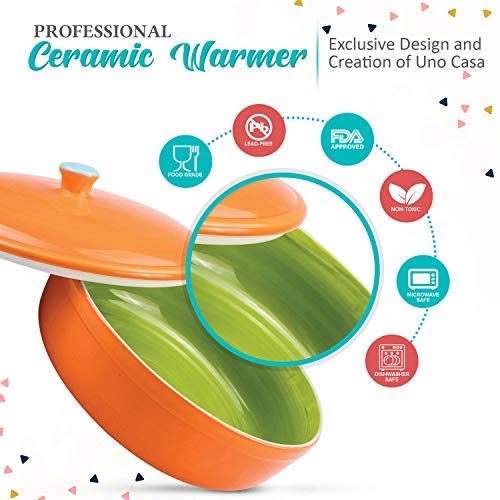 Uno Casa Ceramic Tortilla Warmer - Tortillas Server also Suitable as a Hot pancake or even Chips Storage Container and other Food Warmer - Safe to Use in a Microwave, Oven - Measures at 8.5 Inch - Thumbnail 3