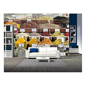 Spices on Display on Sale at Market - Removable Wall Mural | Self-Adhesive Large Wallpaper - 66x96 inches