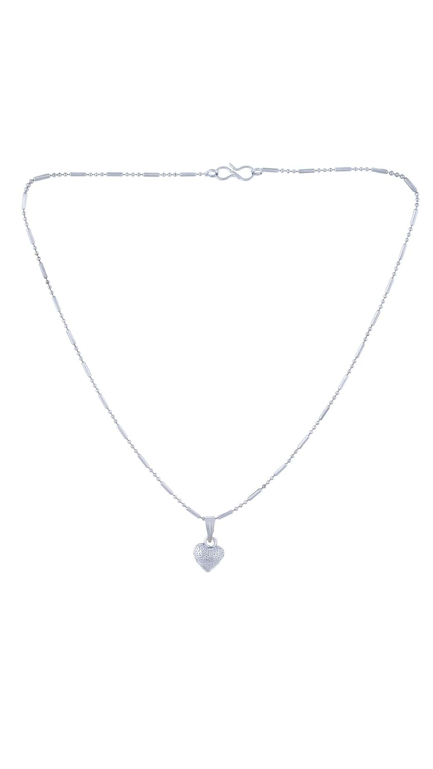 tazs stunning stylish alloy antique heart pendent with chain for girls (silver)