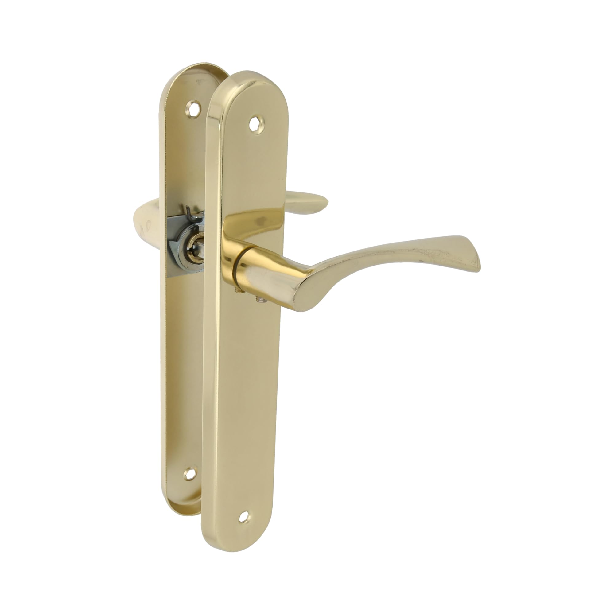 Amig - Set of Two Crank Handles Oval Steel Plate Zamak Alloy Handle and Painted Brass Coating Interior Door 237x40mm Crank 120mm Includes Screws