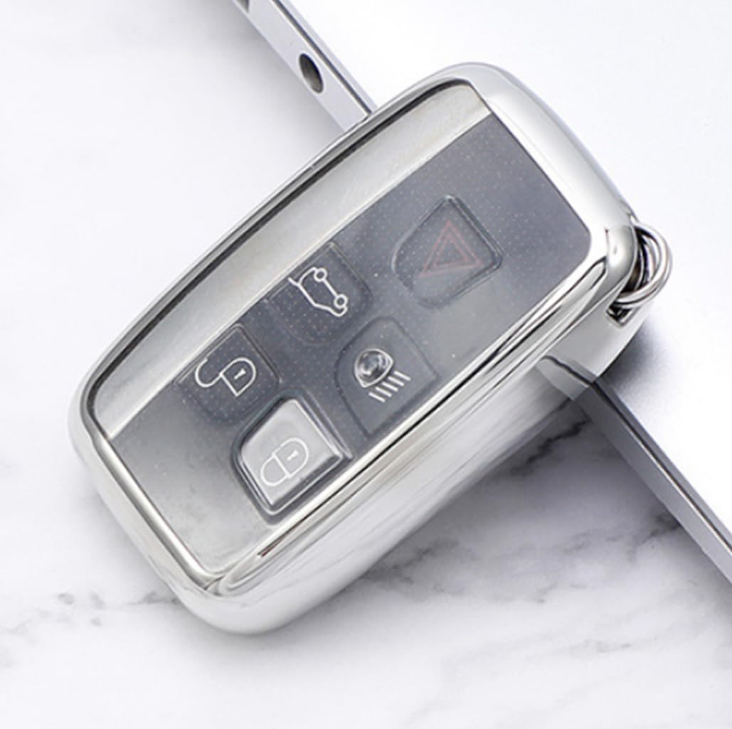 5 Buttons Car Key Cover Fob Compatible for Land Rover Range Sport Evoque Aurora Jaguar XF XJ XJL XEL XFL F-pace, Premium Soft Silicone Key Case Protection