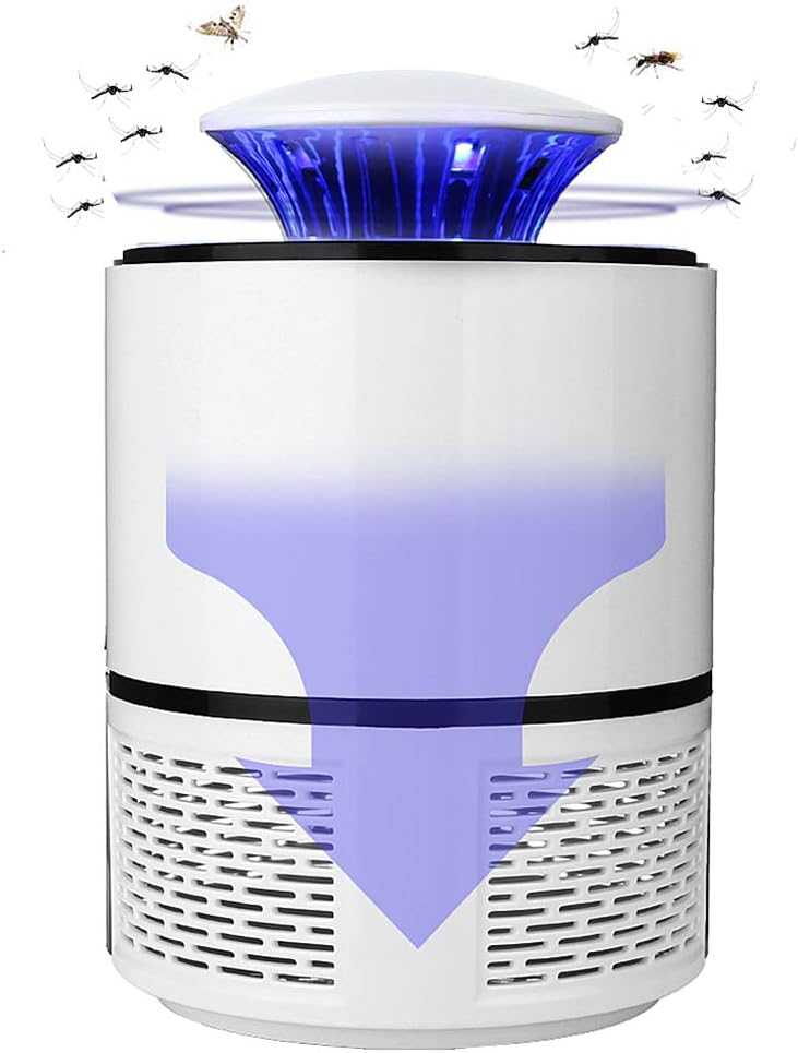Electric Mosquito Trap Lamp - USB Powered UV LED Attractant Insect Killer with Built in Fan Mosquito Catcher - User Friendly & Eco-Friendly - Ideal for Indoor Use (White)