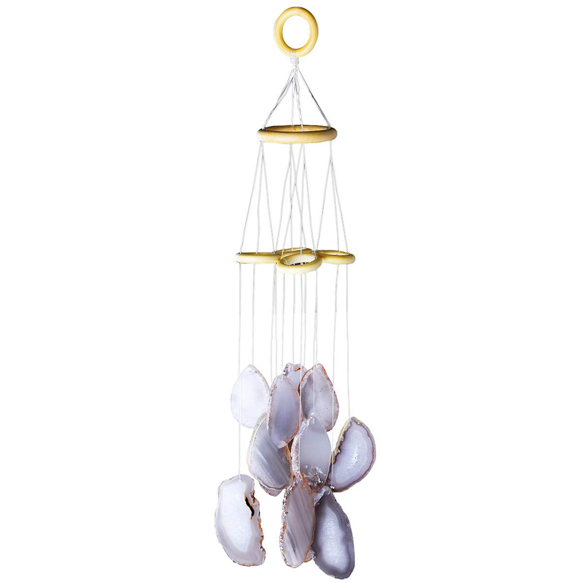 KYEYGWO Natural Agate Stone Wind Chimes Outdoor Indoor, Crystal Wind Catcher for Home Garden Decoration 19.7"-23.6"