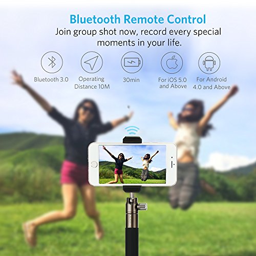 Moreslan Selfie Stick Tripod Stand with Bluetooth Remote Foldable Extendable Monopod for Gopro/Camera/iPhone 8/iPhone 8 Plus/iPhone X/iPhone 7/iPhone 7 Plus / Galaxy Note 8/S8/S8 Plus (Gun metal)
