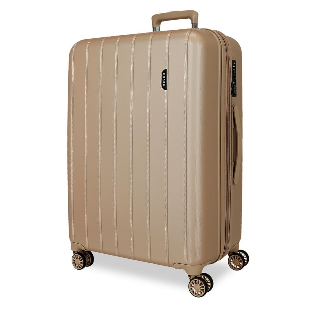 Movom Wood Beige Medium Suitcase 44.50 x 65 x 27.5 cm Rigid ABS TSA Lock 68 Litre 3.8 kg 4 Double Wheels