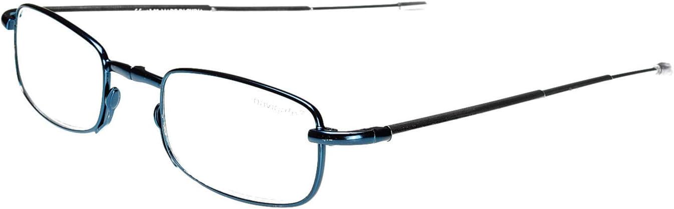 Navigare NA L500 reading glasses Gunmetal grey with telescopic temples fold in two and can be stored in metal case with snap closure 4 x 8 cm, thickness: 1.5 cm. Also great for smaller pockets, reading and presbyopia glasses.