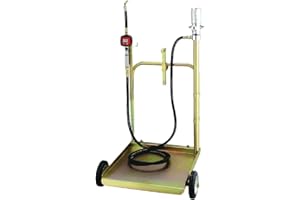 LAUCO 3:1 Air-Operated Oil Pump Kit – Digital Meter Gun, 13ft Hose, Mobile Drum Trolley & Regulator – Complete System for SAE240 Oil Transfer from 55 Gallon Barrels (Not for Gasoline or Diesel)