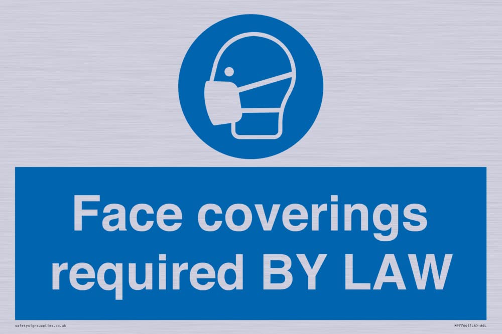 Face coverings required BY LAW Sign - 300x200mm - A4L