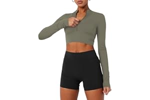 LASLULU Womens Cropped Jackets Half Zip Long Sleeve Seamless Workout Sweatshirts Lightweight Casual Tops