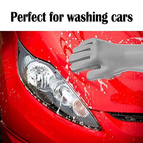 Silicone Cleaning Gloves Set of 2 – Magic, Reusable Dishwashing Scrubber – Heat-Resistant, Dishwasher-Safe Bristles for Car Washing, Pet Care, Kitchen and Bathroom Cleaning + Free Hanging Hook (Mint) - Thumbnail 4