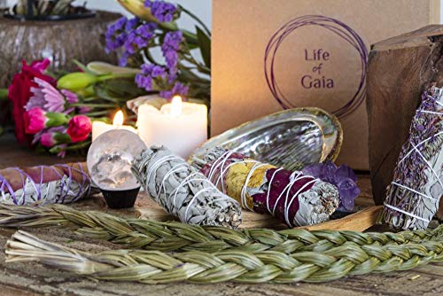 LIFE OF GAIA Sweetgrass Braid Smudge Kit with Sage Sticks, Cedar Smudge & Palo Santo Sticks for Smudging. Sweet Grass… - Image 5