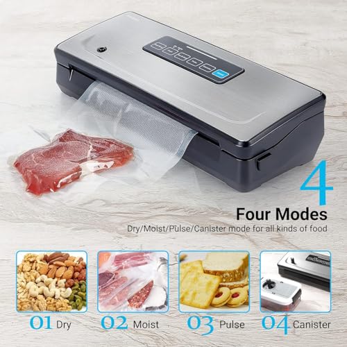 INKBIRD Vacuum Sealer Machine INK-VS02, 85kPa Powerful Pump, Dry/Moist Modes, Built-in Cutter, 30cm Seal Length, Easy Cleanup, Stainless Steel Design, Automatic Sealing for Food Preservation