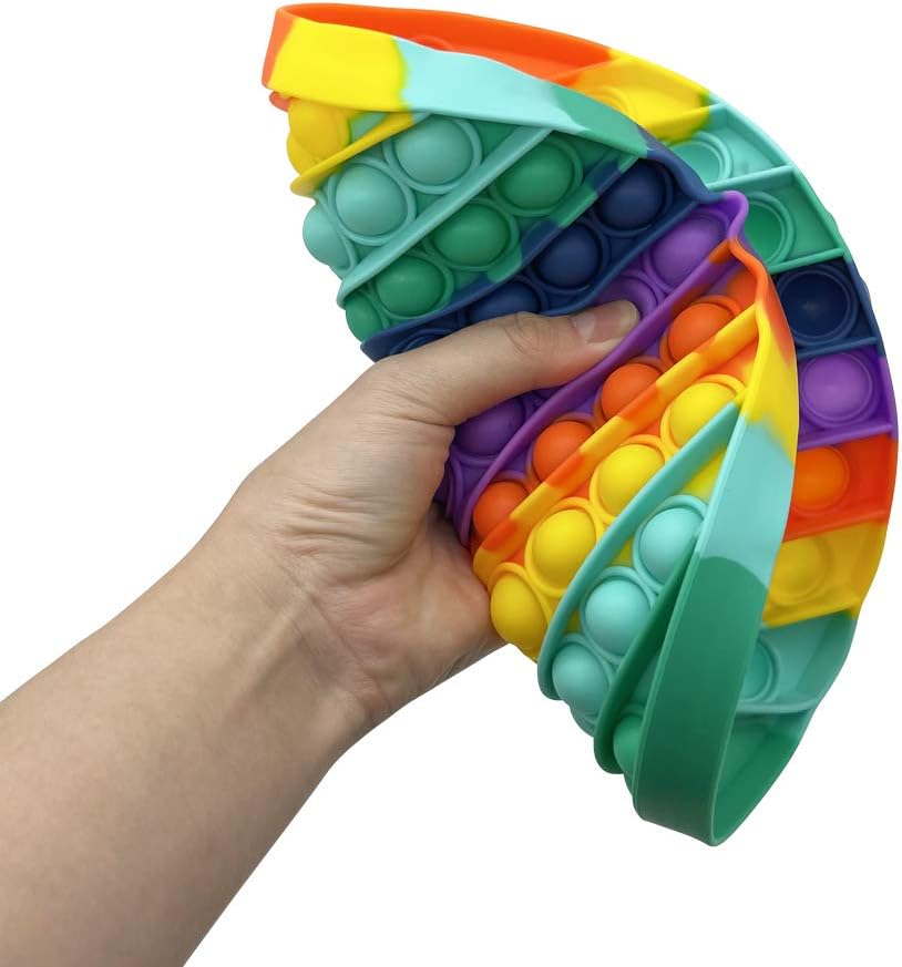OCACA Big Size Fidget Pop Toys, Pop Up It Push Bubble Sensory Toys to Relieve Stress & Anxiety for Special Education School Supplies, Kids and Adults, Rainbow 7.9 inch (Rainbow, Circle) : Office Products