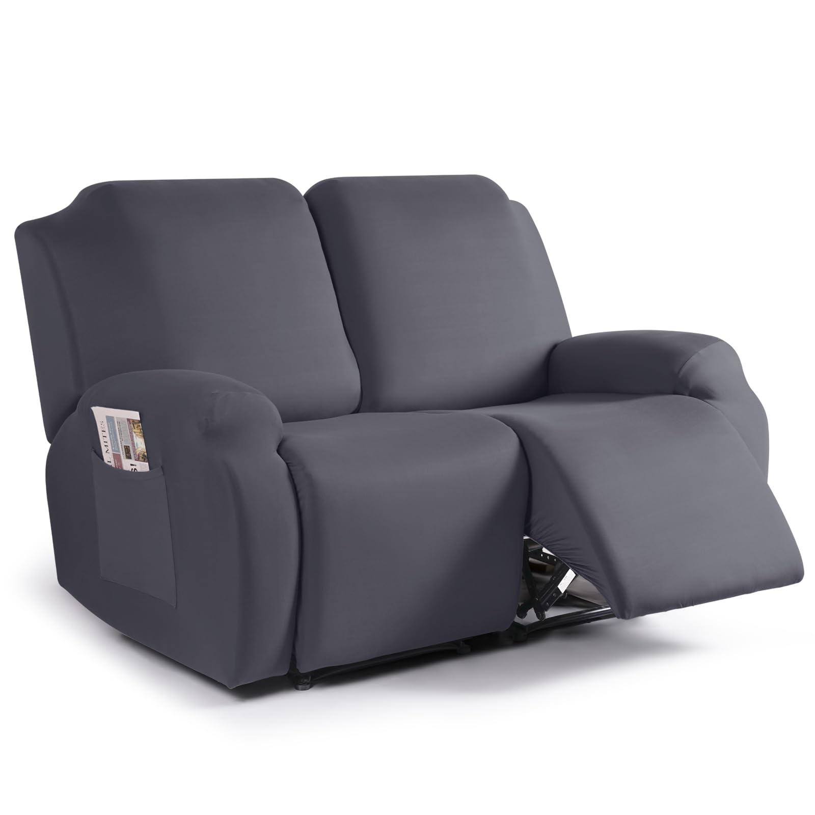 Photo 1 of TAOCOCO Recliner Loveseat Slipcover, 2 Pieces Polyester Fabric Stretch Sofa Covers for 2 Seat Reclining Couch, Soft Washable Furniture Protector with Pockets (2 Seat, Dark Gray)