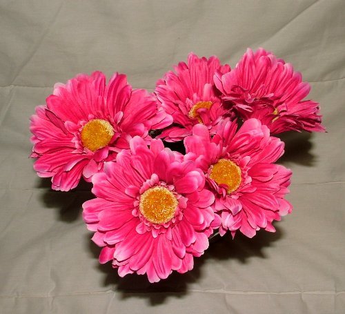 Artificial Single Stem Gerbera with Big Bloom - very dramatic - home garden (12 Pack, Hot Pink)