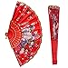 Tayfremn 10pcs Floral Folding Hand Fan Flower Pattern Gold Side Lace Handheld Folding Fans Women Hand Folding Fans Vintage Retro Style Folding Fan