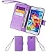 Wisdompro Case for S5, PU Leather Folio Protective Wallet Case Phone Cover with Credit Card Slots, Wrist Strap and Magnetic Closure for Samsung Galaxy S5 - Purple