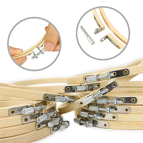 WOWOSS 12 Pieces 6 Inch Embroidery Hoop Set Bamboo Circle Cross Stitch Hoop Ring for Embroidery and Cross Stitch - Thumbnail 2