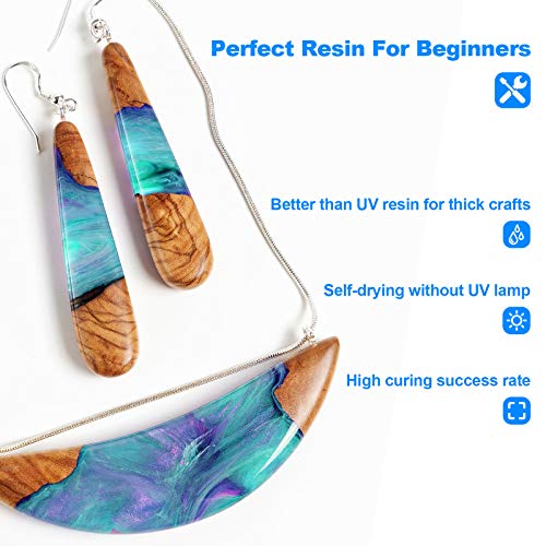 Magicdo Epoxy Resin Kit 16OZ Crystal Clear Art Casting Resin Kit for Silicone Molds, Crafts, DIY, Art, Jewelry, Tumblers, River Tables with Wood Sticks, Graduated Cups and Gloves