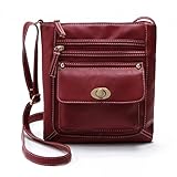 Crossbody Leather,Clearance! AgrinTol Womens Leather Satchel Crossbody Shoulder Messenger Bag (Red)