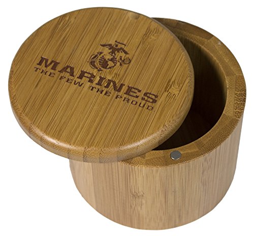 Totally Bamboo Salt Box, U.S. Marines, Etched Bamboo Container With Magnetic Lid For Secure Storage
