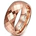 Sunrise100 Mens Womens Rose Gold Ring 8mm Multi Faceted Tungsten Carbide Fashion Engagement Wedding Band Comfort Fit